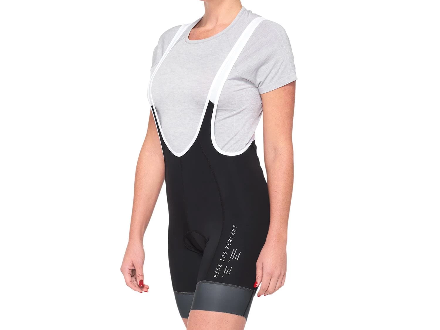 100% Exceeda Womens Bib Short - Black/Charcoal 3 100% Exceeda Womens Bib Short - Black/Charcoal
