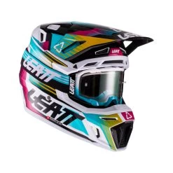 LEATT Helm Inkl. Brille 8.5 V22 Aqua/Royal Türkis-weiss-gelb