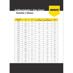 Mavic Cosmic Rennradschuh - Dunkelblau/Schwarz -Berg Fahrrad Geschaft Mavic Gr ssentabelle